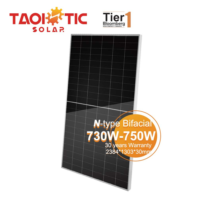 Tier 1 Brand, 730W-750W Mono Bifacial Dual-Glass Solar Module